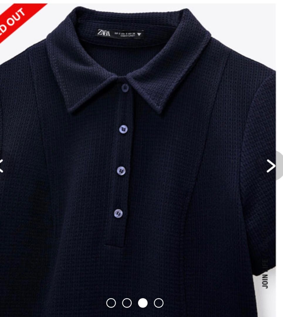 Zara Buttoned Collared Waffle Knit Dark Navy Blue Polo Dress NWOT, Women's  Fashion, Dresses & Sets, Dresses on Carousell