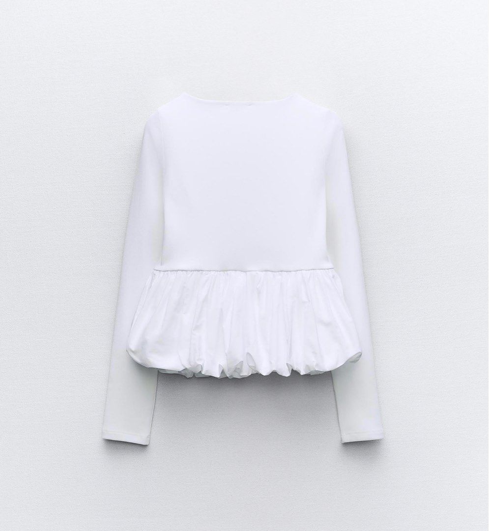 Zara white peplum shirt top