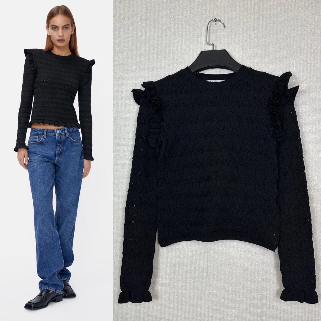 Zara knit hoodie with ruffles clearance