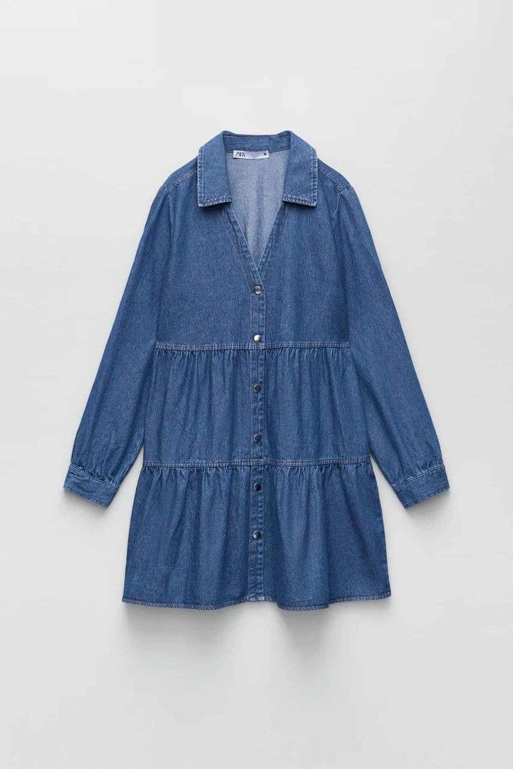 zara tiered denim dress ZARA TIERED DENIM DRESS 3T New