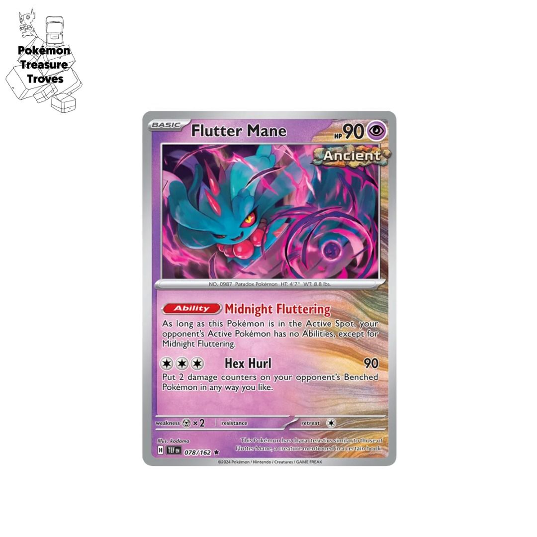 0.50] Pokemon Temporal Forces Flutter Mane Holo Card, Hobbies & Toys, Toys  & Games on Carousell