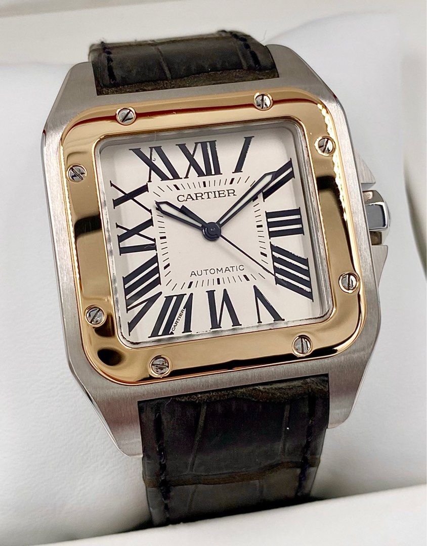 Cartier santos black and gold best sale