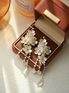 韓國🇰🇷超仙復古珍珠花朵流蘇耳環(包郵)64229675858691110