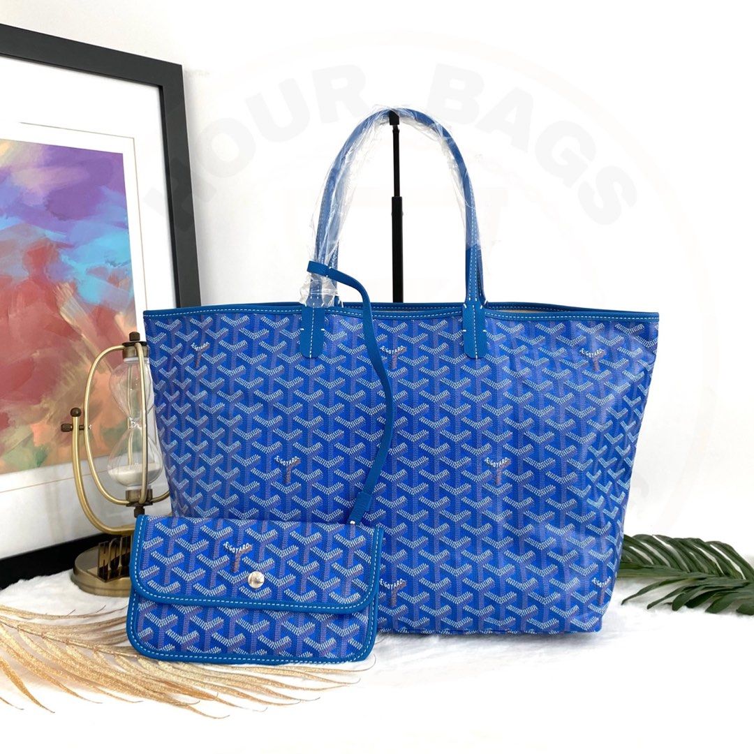 Authentic Goyard Blue Clair Goyardine Canvas ST Louis PM Tote Bag Luxury Bags Wallets on Carousell