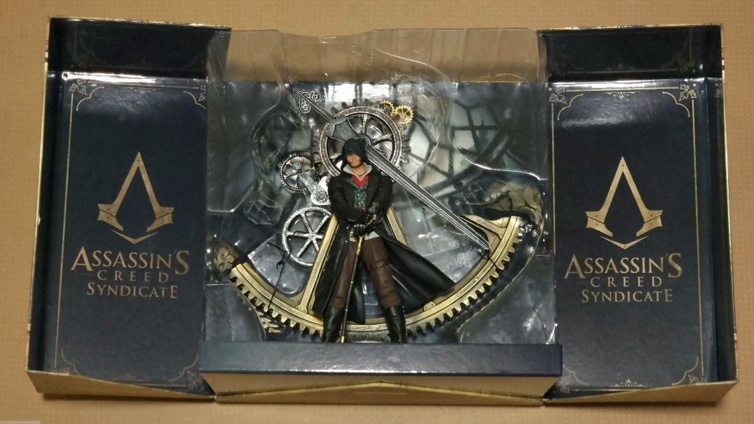 Assassin's Creed Syndicate Big Ben Edition (Category: PlayStation) located in Pateros City. Submitted by pixel_eight (Listing ID 1319875768, Image 2). Description: For Sale: Assassins Creed Syndicate Big Ben Edition Price: 5,450 Mode of payment: BPI, GCash, or LBC (COP, downpayment for shipping required) Contents: ● Exclusive Collector's box ● Jacob Frye's figurine (30cm) ● Steelcase ● Artbook ● Flask ● Soundtrack ● Double-sided London map Condit