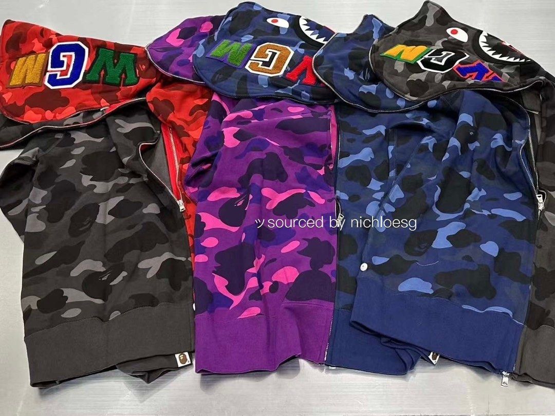 BAPE COLOR CAMO SEPARATE SHARK FULL ZIP HOODIE, Men's Fashion