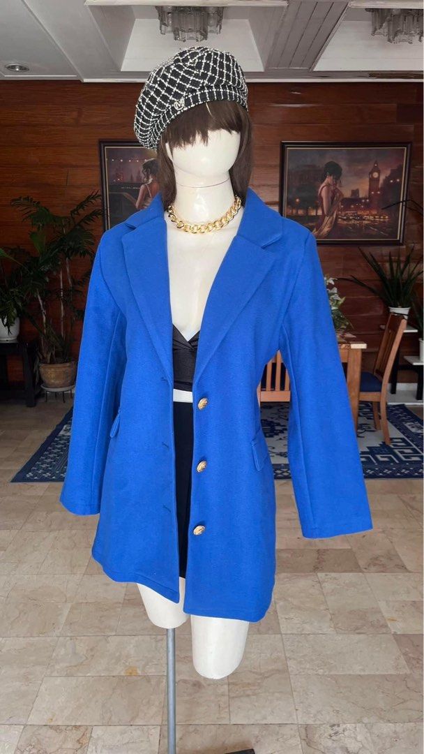 Royal blue coat dress store