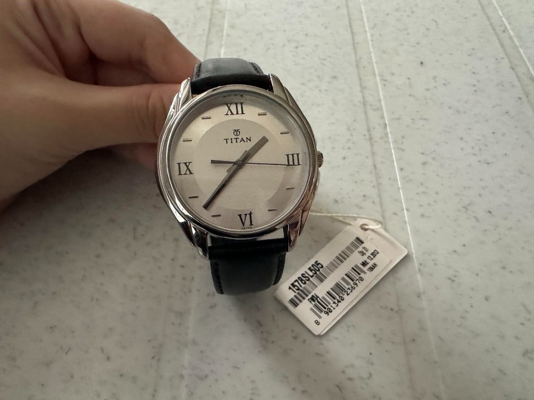 Brand New Titan Watch Black Leather Strap Good for Father Dad Daddy Grandfather in laws Birthday Present Dating Anniversary Boyfriend Husband