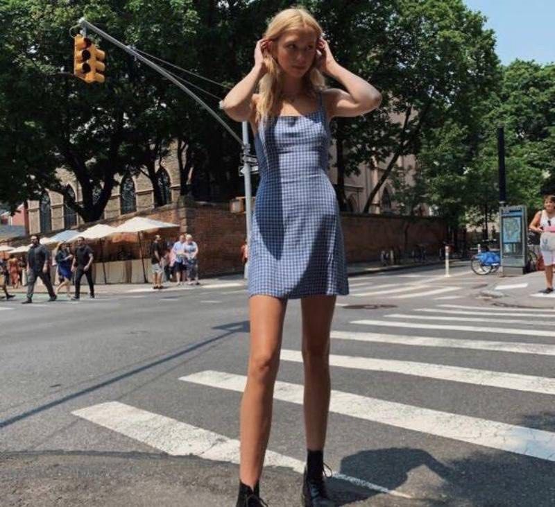 Brandy Melville Colleen Dress blue plaid Women s Fashion Dresses Sets Dresses on Carousell
