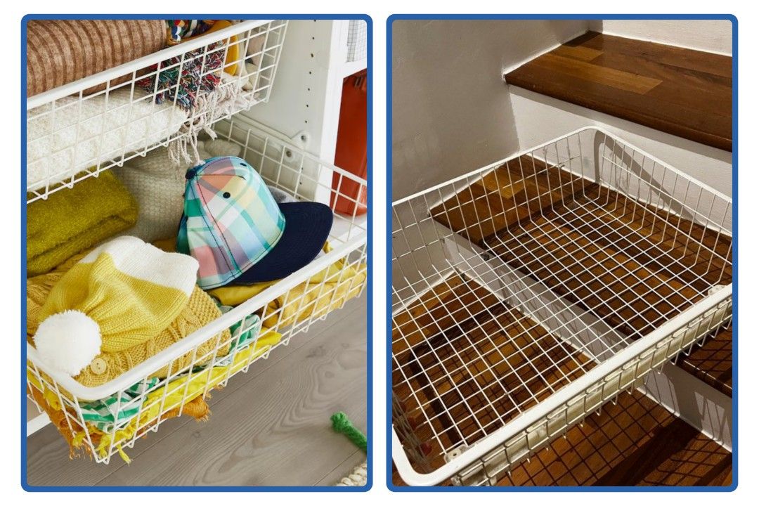 Ikea Stuva Grundlig wire baskets with pull out rails and screws 5 sets available Furniture Home Living Furniture Shelves Cabinets Racks on Carousell