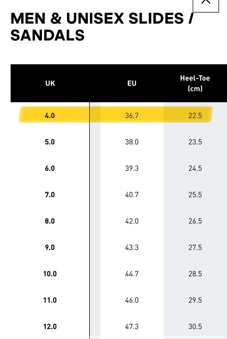 Uk yeezy size chart shop