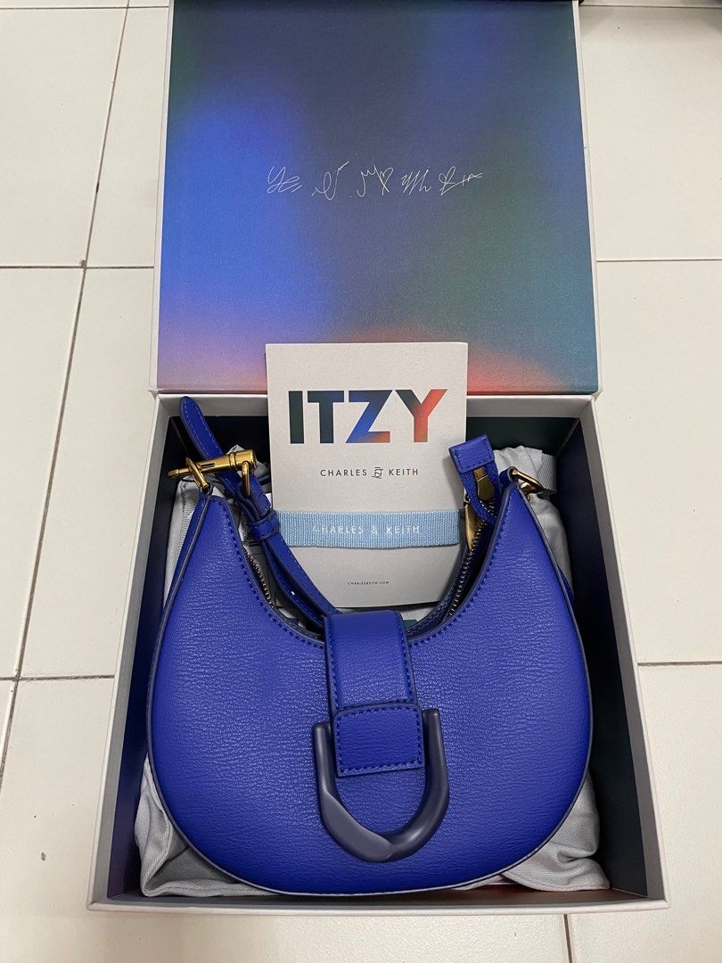 Itzy x Charles & Keith Gabine Belted Hobo Bag (Cobalt)