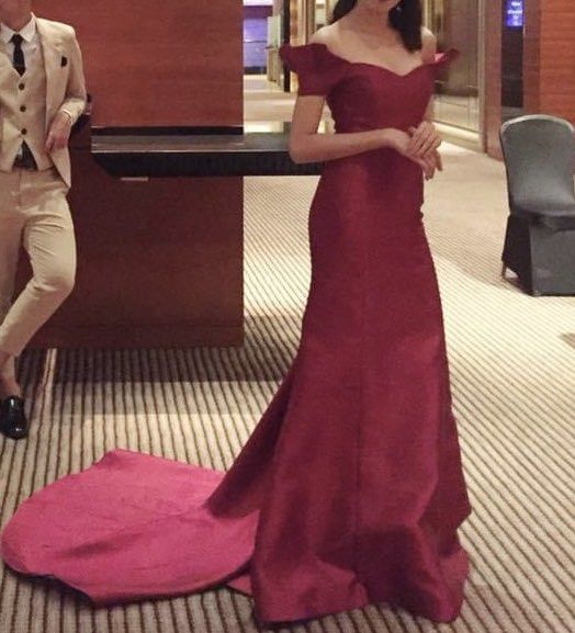 Jun Escario Red Gown Women s Fashion Dresses Sets Evening dresses gowns on Carousell