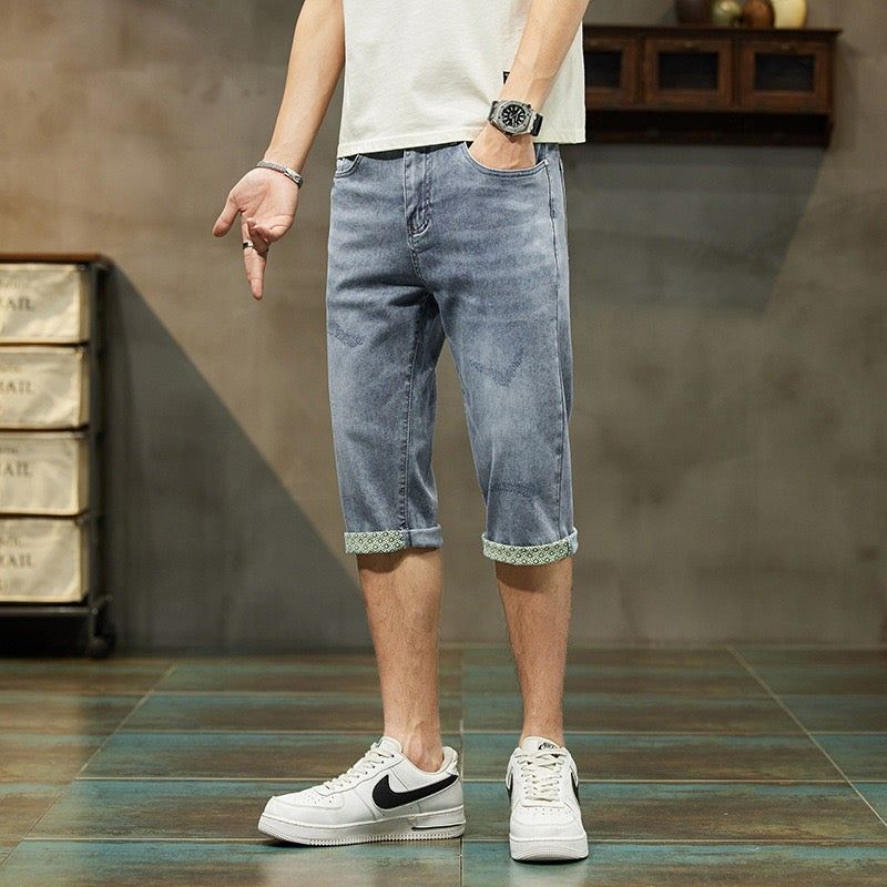 Mens jean capri pants sales