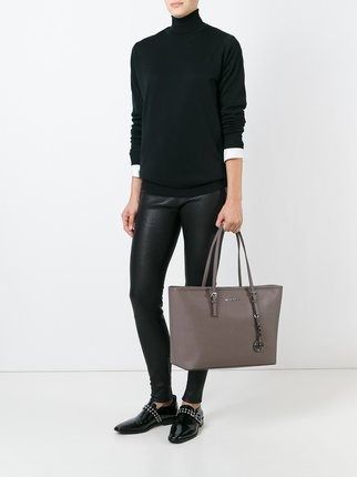 MICHAEL KORS 30T5STVT2L JET SET TRAVEL MEDIUM SAFFIANO LEATHER TOP ZIP TOTE