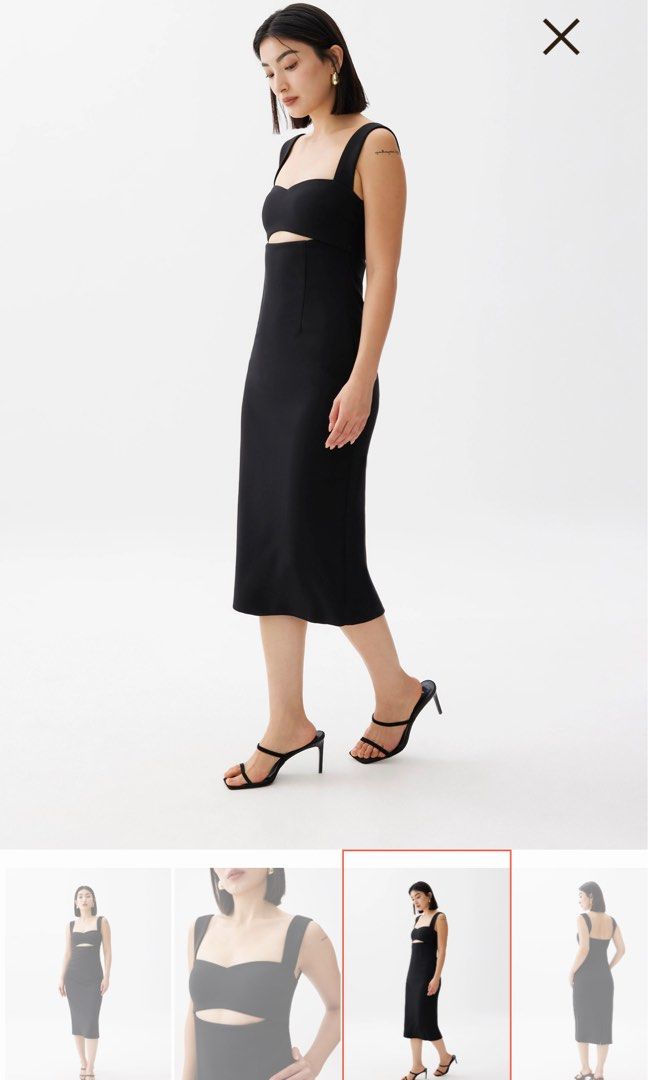 white christmas dresses Over The Horizon Thick Strap Ruched Midi Dress Black– Selfie Leslie