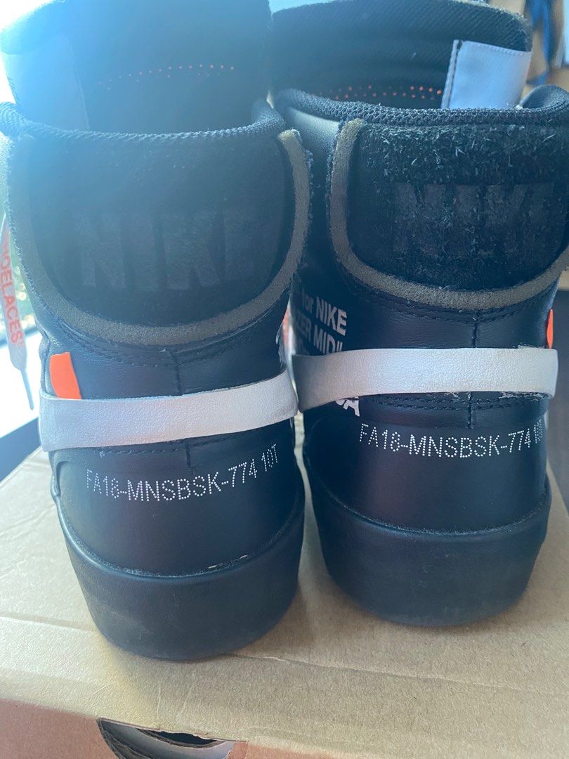 Nike Blazer Mid Off White Grim Reaper (10.5) (Category: Sneakers) located in Makati City. Submitted by mcbmcbmcbmcb (Listing ID 1319773511, Image 3). Description: No box - 100% authentic - RFS: size too small for me (I am a 12) - BGC area - all sales final no returns .