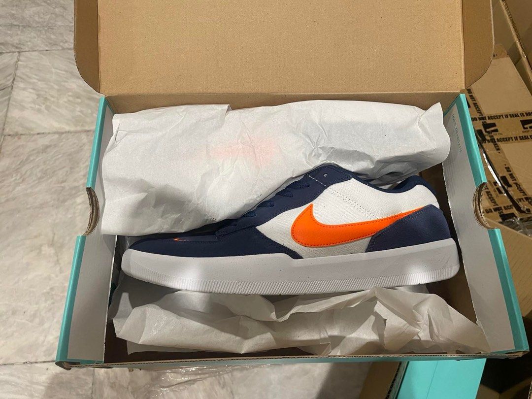 NIKE SB Force 58 midnight navy/safety orange (Category: Sneakers) located in Quezon City. Submitted by krisallie (Listing ID 1319780731, Image 1). Description: Size 12.