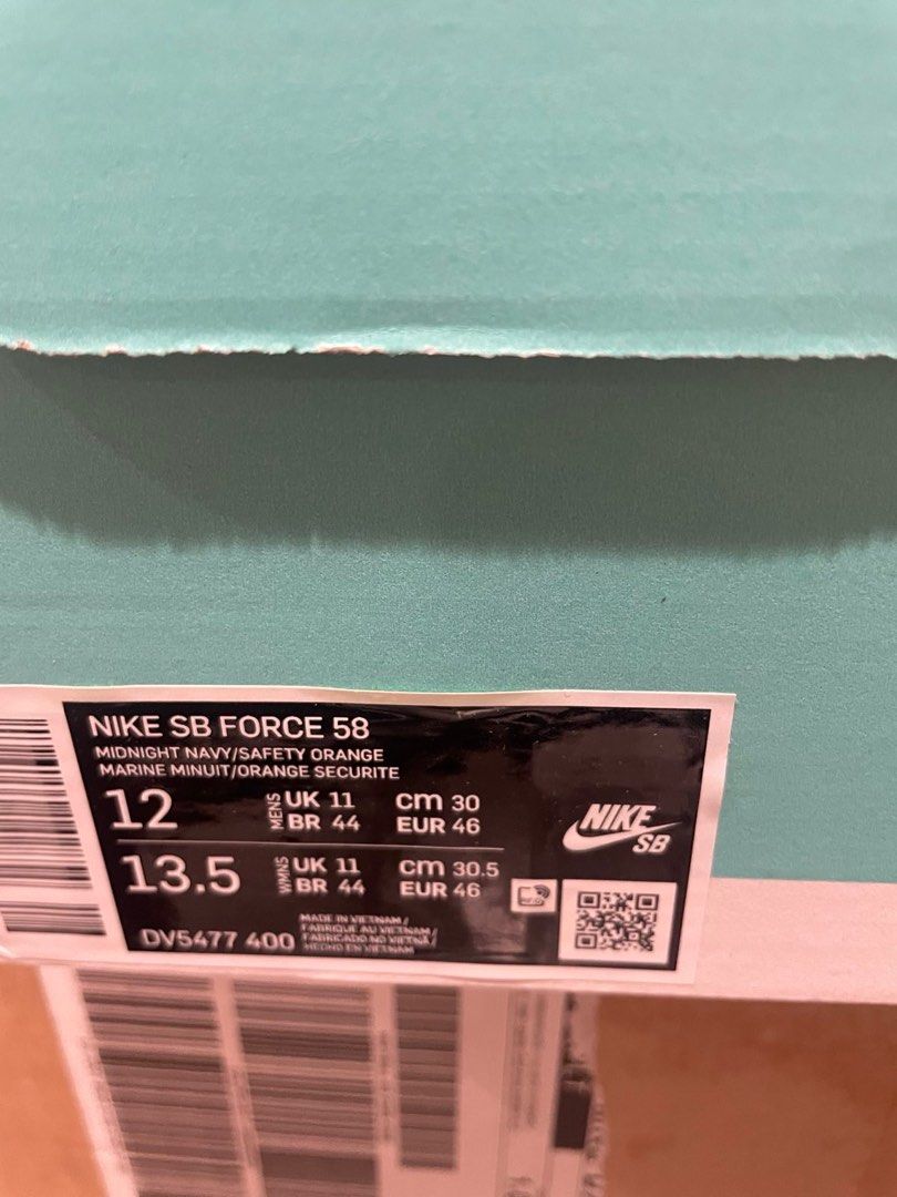 NIKE SB Force 58 midnight navy/safety orange (Category: Sneakers) located in Quezon City. Submitted by krisallie (Listing ID 1319780731, Image 3). Description: Size 12.