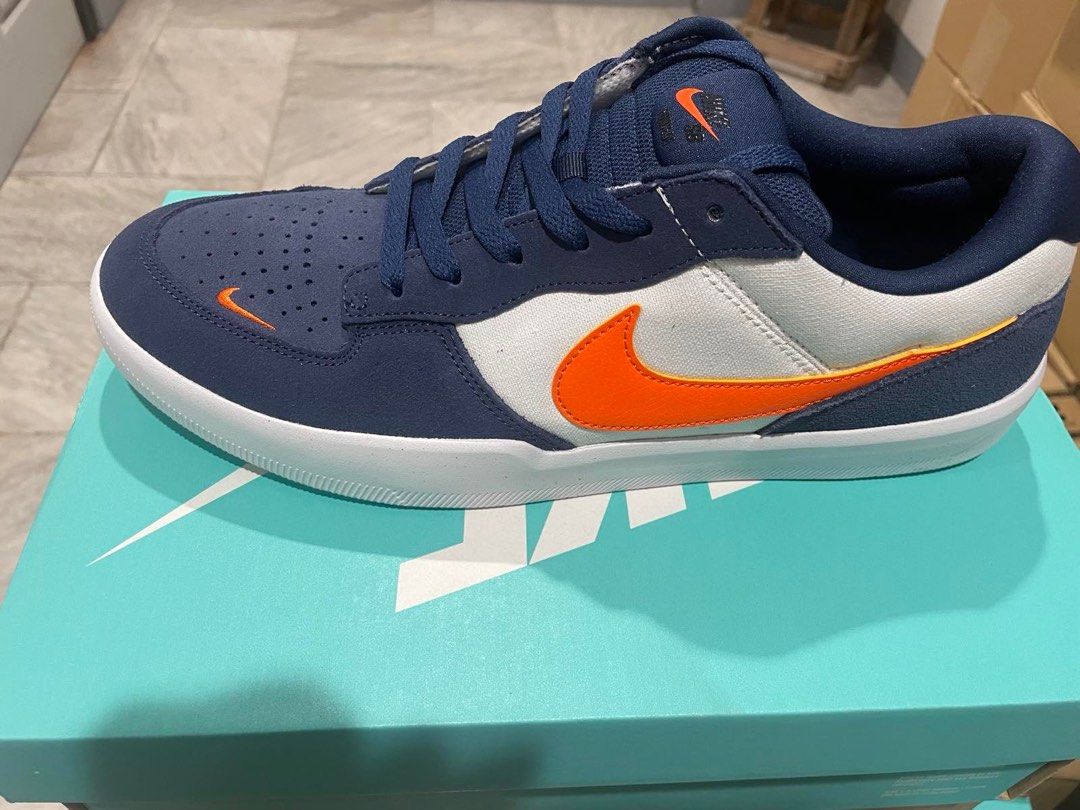 NIKE SB Force 58 midnight navy/safety orange (Category: Sneakers) located in Quezon City. Submitted by krisallie (Listing ID 1319780731, Image 2). Description: Size 12.