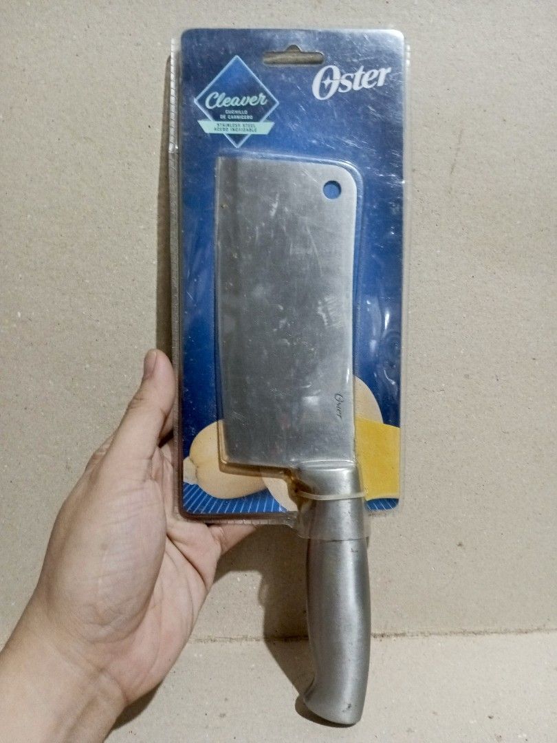 Oster cleaver sealed (may alikabok) ORIGINAL (Category: Knives & Chopping Boards) located in Davao. Submitted by harrygoph (Listing ID 1319880996, Image 1). Description: Oster cleaver sealed (may alikabok) Brand new Item is original Mode of payment: Gcash Shipping via J&T Express.