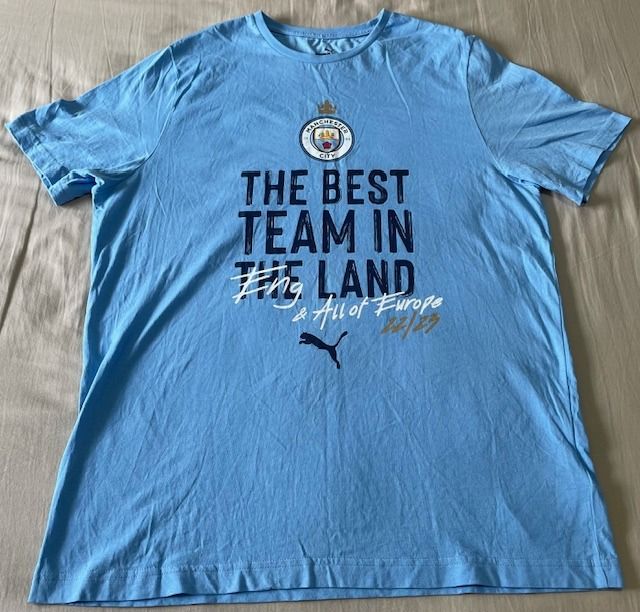 Puma Manchester City The Best Team In The Land 22 23 Mens Blue Large T Shirt