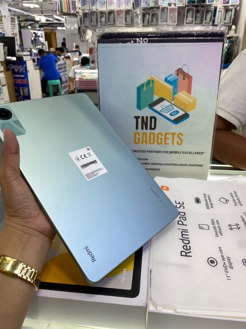 Redmi Pad SE 256gb (Category: Android) located in Pasig City. Submitted by melissaomb01623 (Listing ID 1319743697, Image 1). Description: Redmi Pad SE 8gb Ram 256gb Rom good as new complete with box 💯smooth no issue check all u want 📌pick up store in greenhills shopping center 📌we do cod in metro manila and near provinces just add sf only 📌we ship nationwide via LBC 📌we accept swap/trade in 📌we accept credit card installment 📌we accept ggi