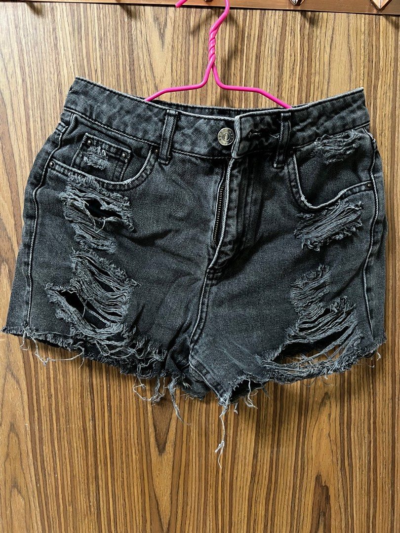 Topshop ripped denim shorts cheap