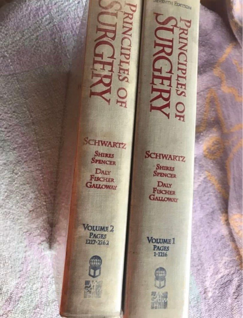 Principles of Surgery Vol 1 & 2 (Category: Textbooks) located in Quezon City. Submitted by goodstuff_4sale (Listing ID 1319699885, Image 2). Description: I never used this… has plastic cover no markings, writings ir fold on the pages Principles of Surgery - Schwartz 2 Volumes hardbound 7th ed international ed Gcash grab lalamove jrs j&t.