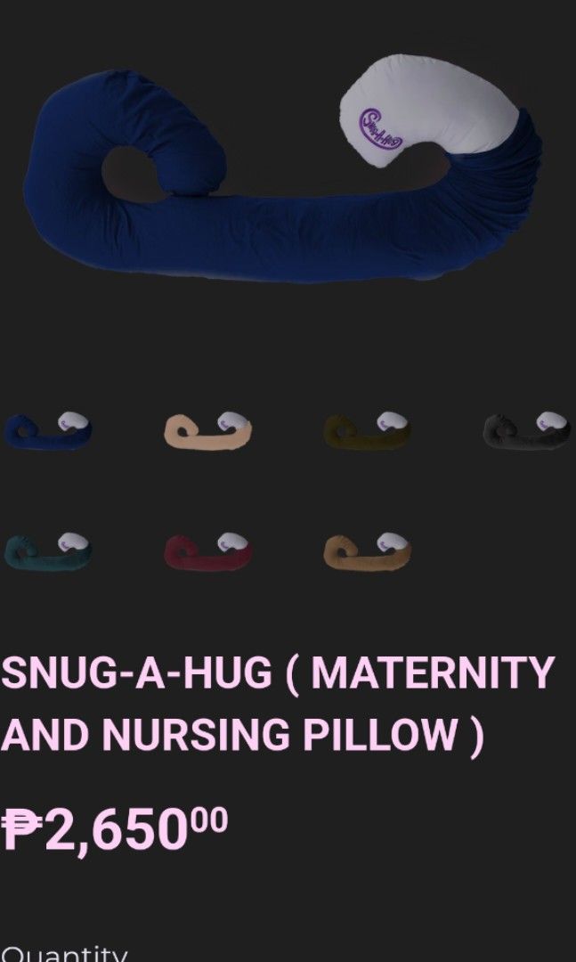 Snug a hug (Category: Maternity Care) located in Cebu City. Submitted by krysjaz (Listing ID 1319880697, Image 1). Description: snug a hug pillow, barely used. comes with a bag. sanitized and come from a smoke free, pet free home. can steam clean it prior to shipping..