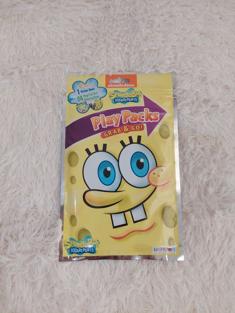 SpongeBob Play Packs Grab & Go (Category: Children's Books) located in Quezon City. Submitted by affordable.stuff.for.sale (Listing ID 1319747731, Image 3). Description: SpongeBob Play Pack ** Php 65 per pack ** Grab & Go ** Includes: ** 4 crayons ** 1 Sticker Sheet ** 24 page fun size coloring book ** stickers not intended for use on skin ** for ages 3 up ** USA Imported #SpongeBob #coloring #playpacks #forkids #lootbag #imported.