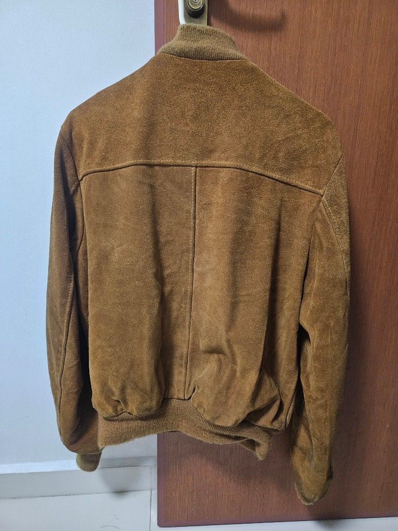 Vintage Schott Suede Leather NYC 327 Bomber Jacket, Men's Fashion