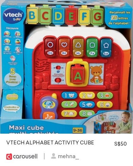 VTECH ALPHABET ACTIVITY CUBE, Babies Kids, Infant Playtime on