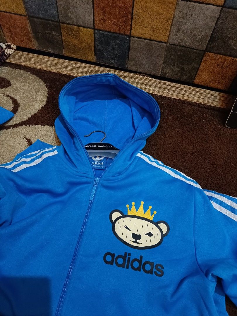Adidas Nigo Bear Zipper Hoodie Blue Iconic Fesyen Pria Pakaian Baju Luaran di Carousell