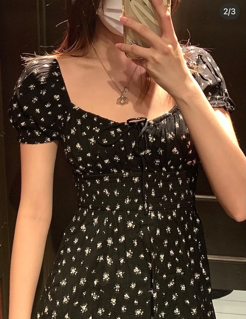 Hollister black floral dress outlet
