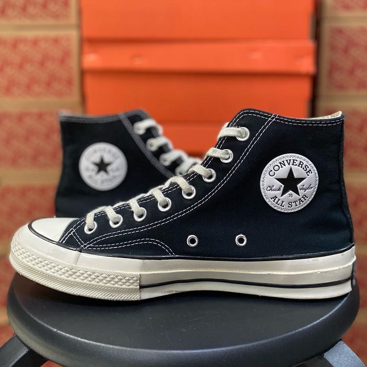 converse 70s hi black white size 40