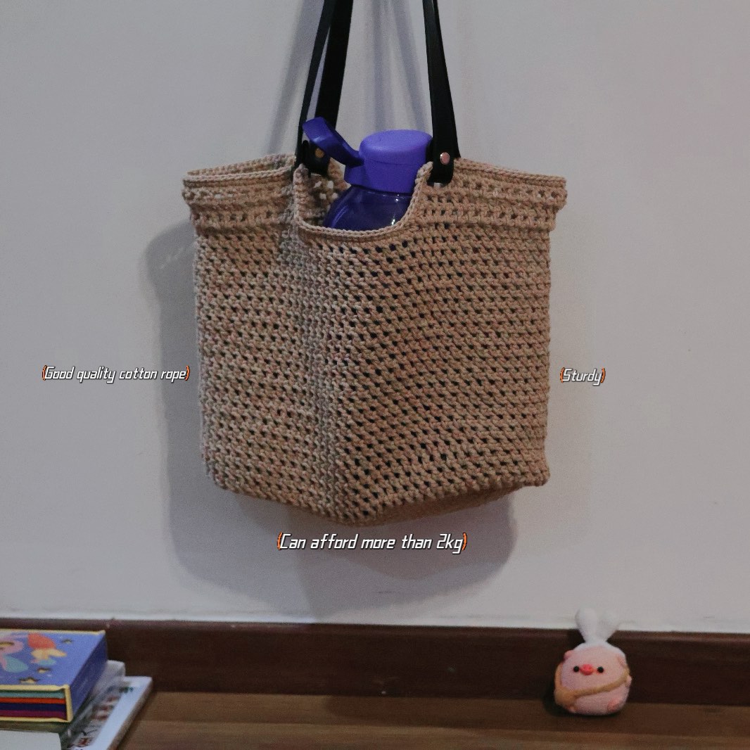 Crochet Cotton Rope Tote Bag, Women's Fashion, Bags Wallets