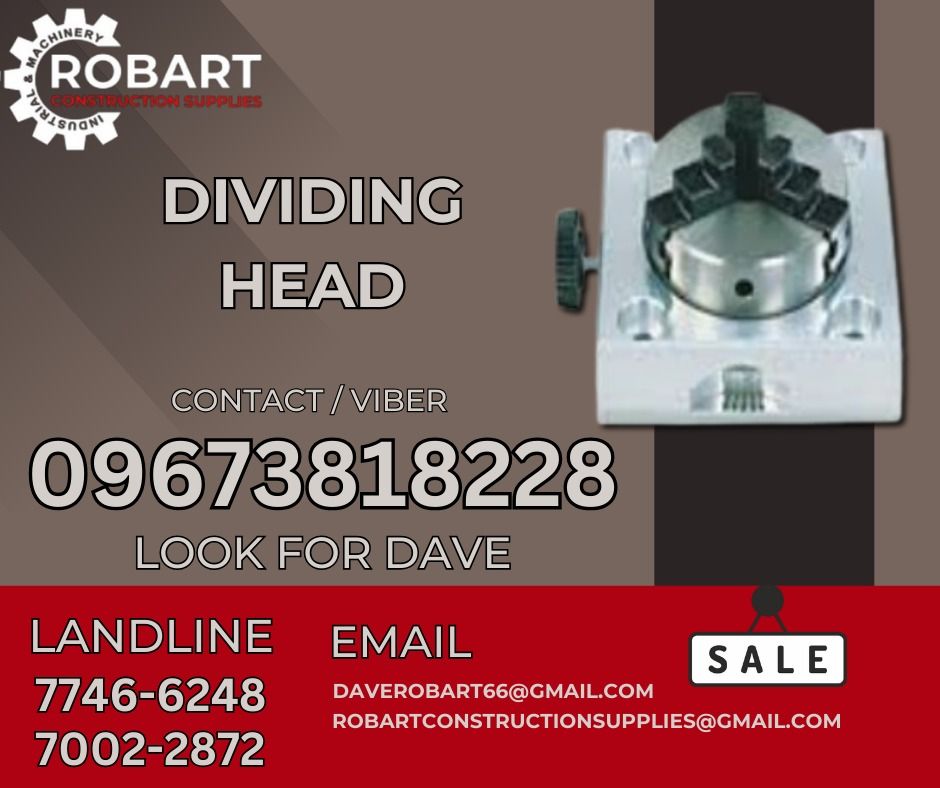 DIVIDING HEAD (Category: Industrial Equipment) located in Caloocan City. Submitted by gabo. (Listing ID 1319962722, Image 1). Description: 𝑹𝑶𝑩𝑨𝑹𝑻 𝑪𝑶𝑵𝑺𝑻𝑹𝑼𝑪𝑻𝑰𝑶𝑵 𝑺𝑼𝑷𝑷𝑳𝑰𝑬𝑺 Office Address: 1405 Yuseco St. Sta Cruz Manila SEND US MESSAGE FOR INQUIRIES ‼️ ‼️ Tm - (0 9 6 7 - 3 8 1 - 8 2 2 8) Glb - (0 9 6 6 - 8 2 7 - 6 0 4 1) Vbr - (𝟢 𝟫 6 𝟩 - 3 8 1 - 8 2 2 8) Lndln: (𝟩 𝟩 𝟦 𝟨 - 𝟨 𝟤 𝟦 𝟪) / (𝟩 𝟢 𝟢 𝟤 - 𝟤 𝟪 𝟩 𝟤) / (