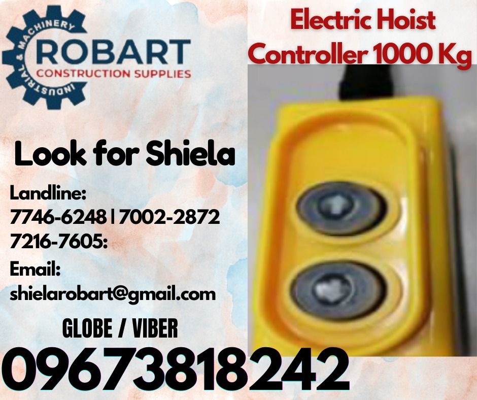 Electric Hoist Controller 1000 Kg (Category: Construction Tools & Equipment) located in Caloocan City. Submitted by shielaroba44709 (Listing ID 1319958628, Image 1). Description: Electric Hoist Controller 1000 Kg Code : P-18-001 𝑹𝑶𝑩𝑨𝑹𝑻 𝑪𝑶𝑵𝑺𝑻𝑹𝑼𝑪𝑻𝑰𝑶𝑵 𝑺𝑼𝑷𝑷𝑳𝑰𝑬𝑺 Office Address: 1405 Yuseco St. Sta Cruz Manila SEND US MESSAGE FOR INQUIRIES ‼️ ‼️ Call: 09673818242 / 09662708845 Vibr - (09673818242) Landline: (𝟩𝟩𝟦𝟨-𝟨𝟤𝟦𝟪)