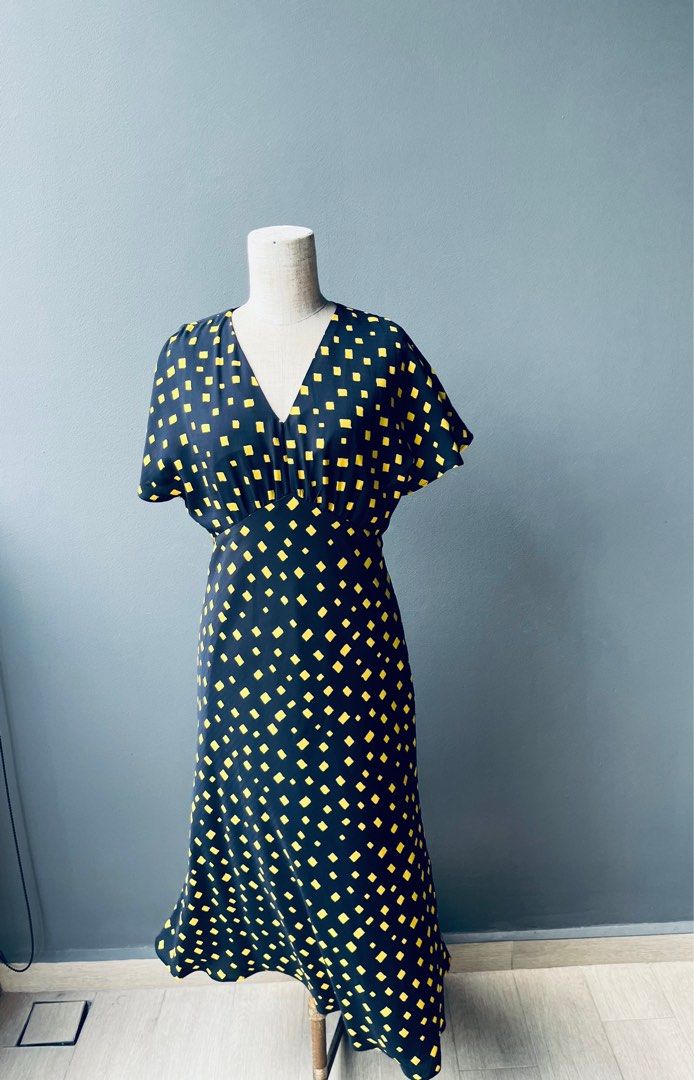 blue good dress Amaya Strapless Chiffon Maxi Dress - Blue Polka Dot