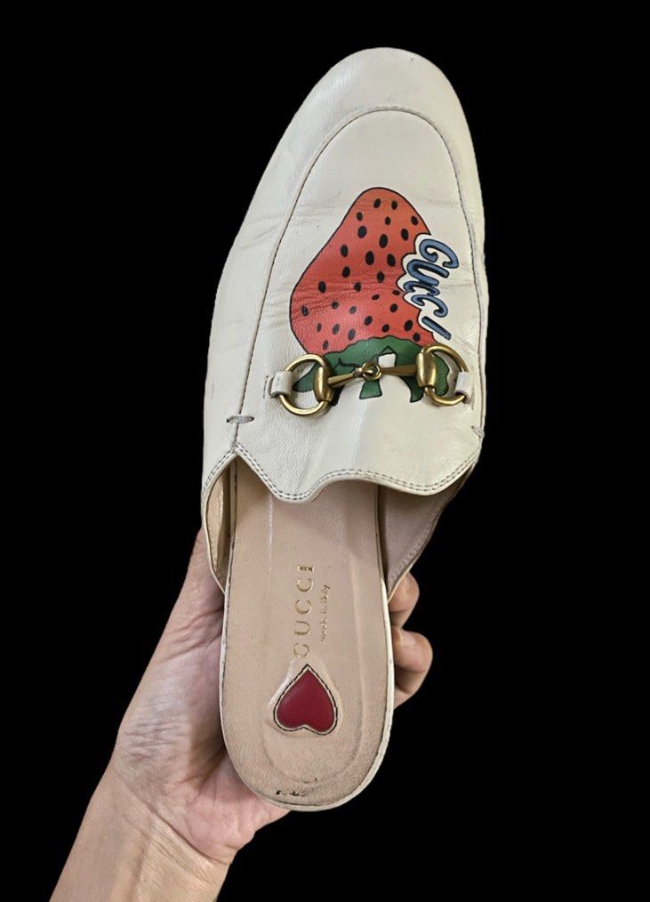 Gucci strawberry mules hot sale