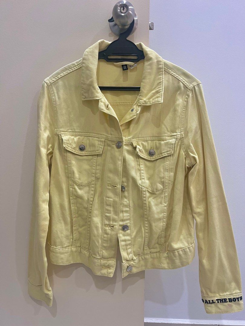 H&m yellow denim jacket cheap