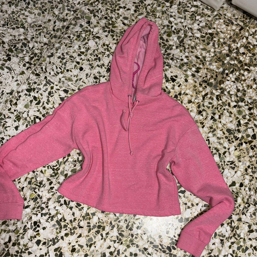 H M Divided Cropped Hoodie