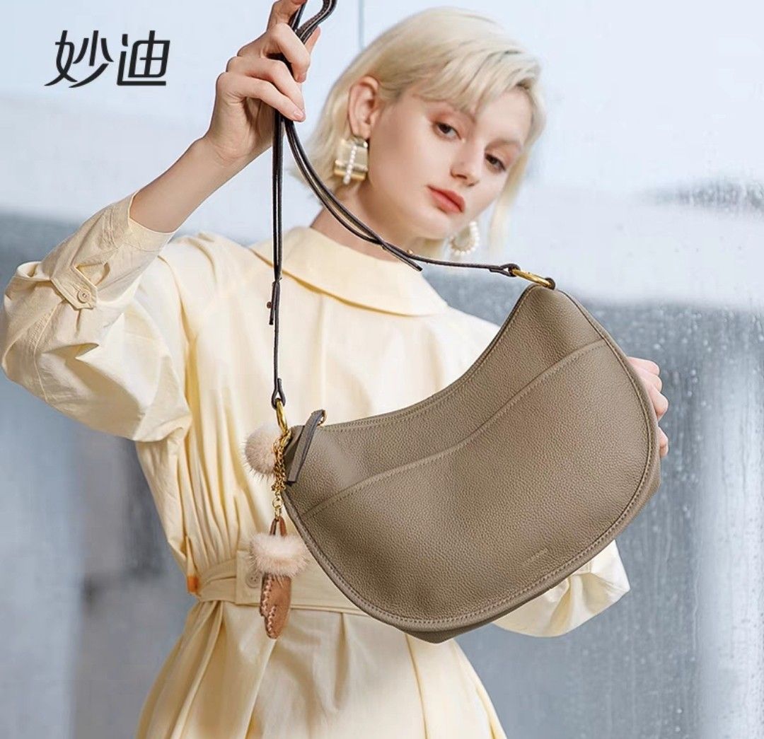 ITAMOOD Autumn and Winter New Genuine Soft Leather Saddle Bag Crescent Bag Underarm Bag Broadband Single Shoulder Crossbody Bag for Women Women s Fashion Bags Wallets Shoulder Bags on Carousell