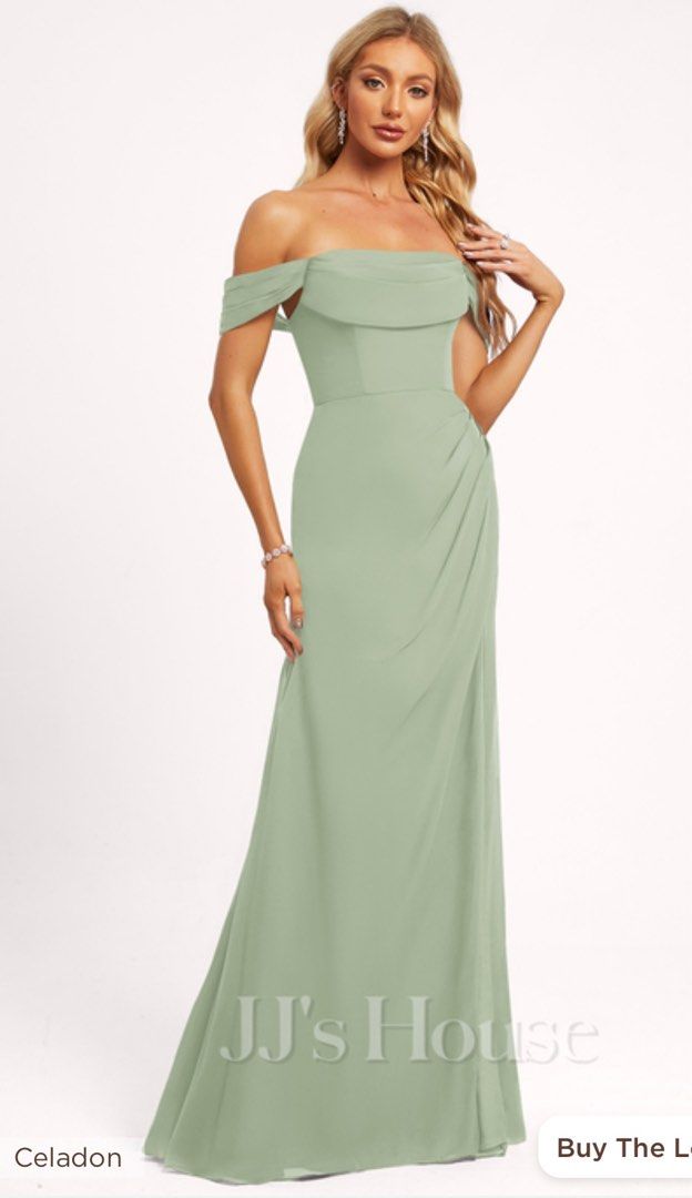 JJ s House off shoulder bridesmaid dress evening gown Women s Fashion Dresses Sets Evening dresses gowns on Carousell