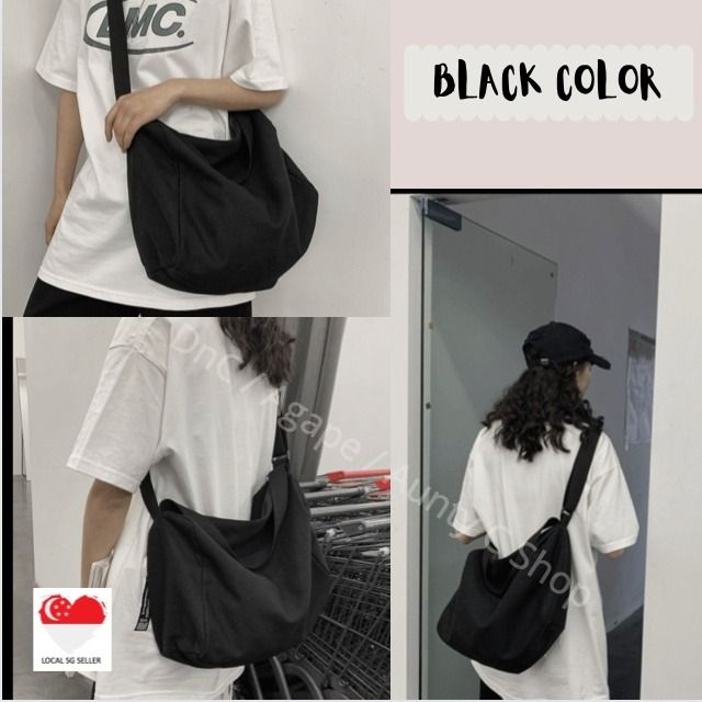 Korean Fashion Ulzzang Canvas Bag Big Capacity Men Ladies Sling Bag Shoulder Bag Crossbody Bag Men s Fashion Bags Sling Bags on Carousell