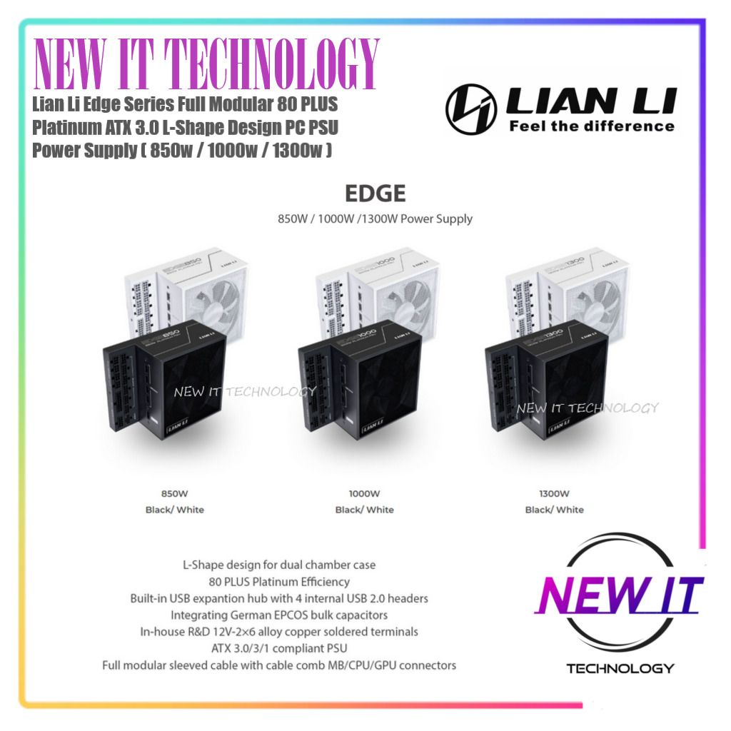 Lian Li Edge Series Full Modular 80 PLUS Platinum ATX 3.0 L-Shape ...