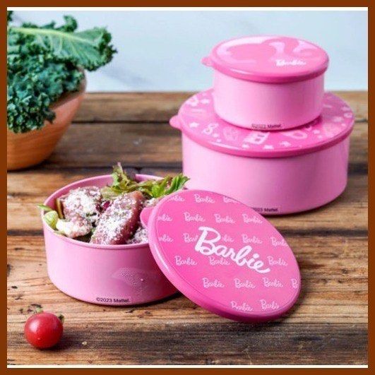 MINISO x Barbie Food Container (3PCS.) (Category: Food Organization & Storage) located in Manila. Submitted by pretty.in.pink.82 (Listing ID 1319901191, Image 1). Description: New Unsealed but never used.