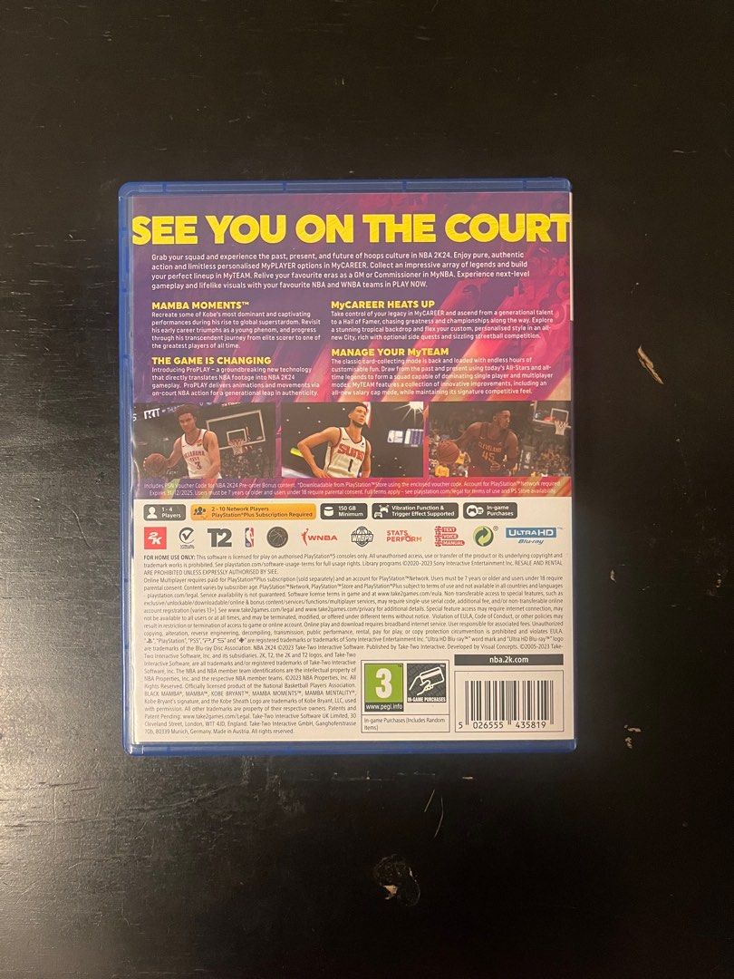 NBA 2K24 Kobe Bryant Edition - PS5 Disc (Category: PlayStation) located in Quezon City. Submitted by jimberjay (Listing ID 1319990292, Image 2). Description: Game is unused but opened. RFS: PS5 broke and unable to read disc games.