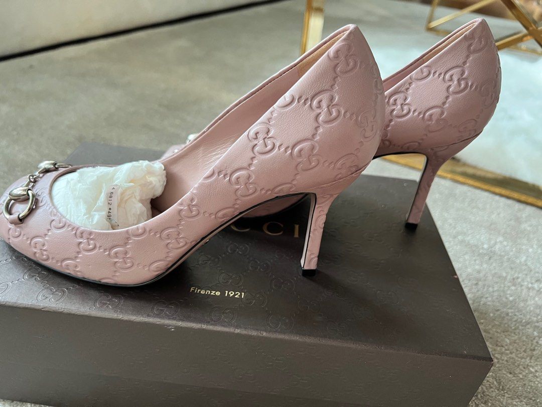 New Gucci monogram cipria high heels pumps